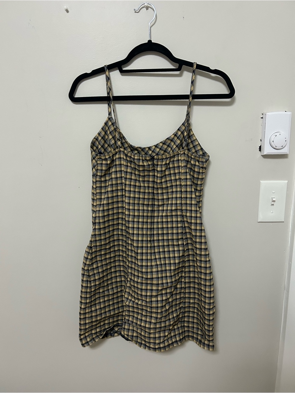 Wild Fable Plaid Spaghetti-Strap Mini Dress Yellow and Blue - Picture 2 of 3